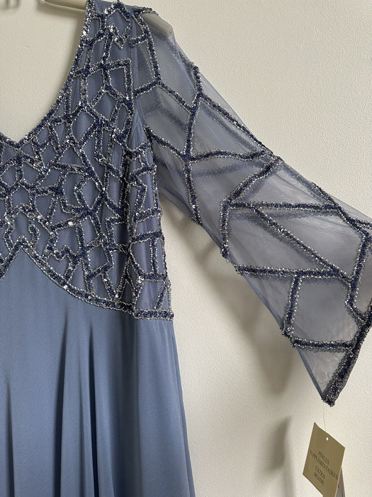 J Kara Women's 3 / 4 Sleeve Geo Beaded Dress Gown 1125NP size 14 dusty Blue $299 J Kara Women's 3 / 4 Sleeve Geo Beaded Dress Gown 1125NP size 14 dusty Blue $299