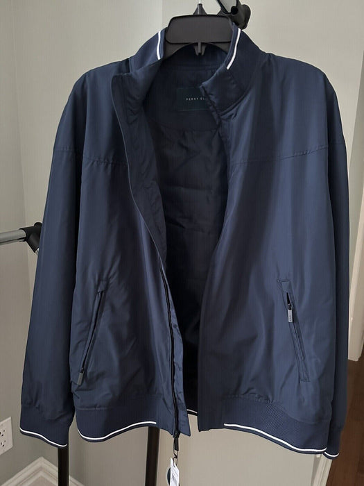 Perry Ellis Men's Lightweight Long Sleeve Harrington Jacket In Navy Size M $170