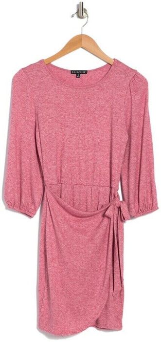 Kenedik Hacci Wrap Balloon Sleeve Dress In Heather Berry Size M 80S style