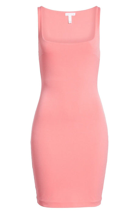 Leith Square Neck BodyCon Minidress In Pink Lemonade Size S