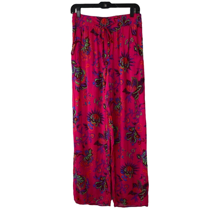 Catherine Malandrino Festive Printed Soft Pants Floral Pink Straight Size L