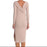 ASTR Cross Back Long Sleeve Ribbed Midi Dress in Nude size M