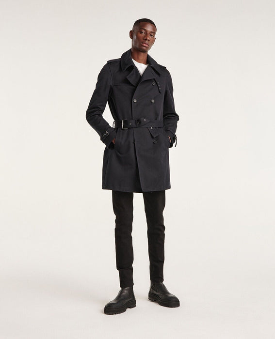 The Kooples Men's Jenna Trench Coat In Dark Navy Size 48
