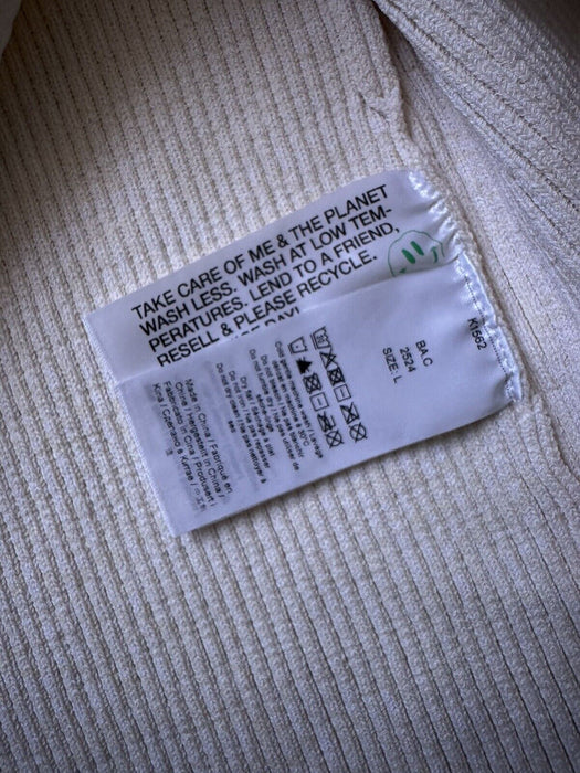 GANNI $445 Knit button Shirt Crystal embellished in Vanilla Ice size L