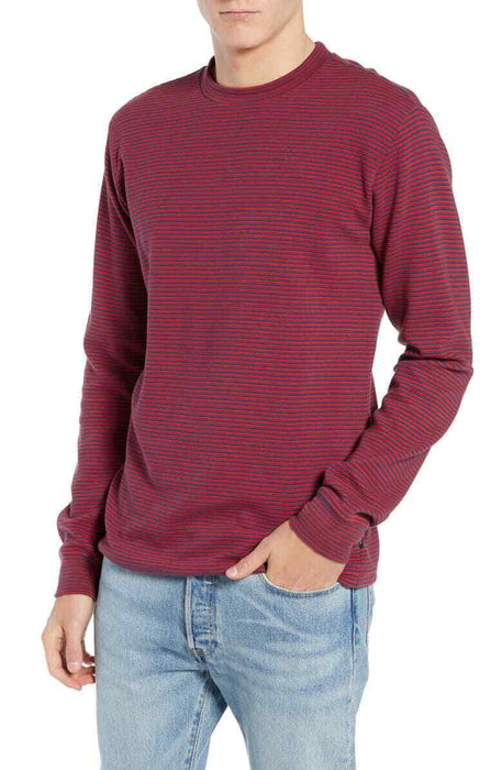 RVCA Men's Long Sleeve T-Shirt In Pompei Red Stripe Size M