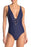 Mossimo Splash Plunge Lace-Up One-Piece Swimsuit In Navy Size S