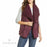 Caslon Women's  Reversible Faux Shearling Vest Front Pocket Burgundy