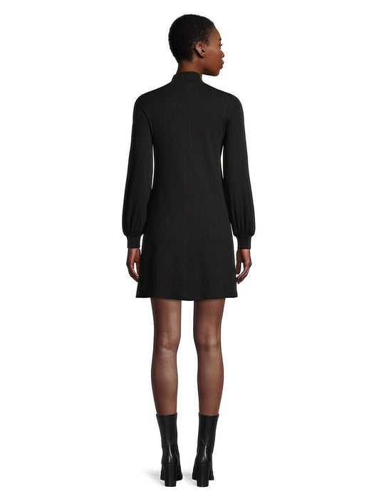 Design Lab Mockneck Blouson Sleeve Cotton Dress In Black Size S fits smaller NWT