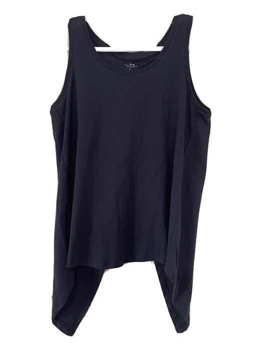 H HALSTON STUDIO Crossover Surplice Back Cotton Tank Top In Black Size M