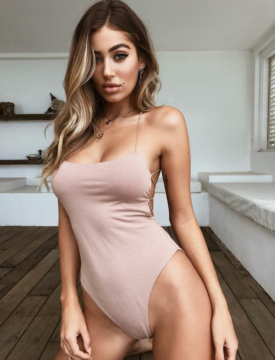 Tiger Mist Bentley Strappy Bodysuit In Nude Size M