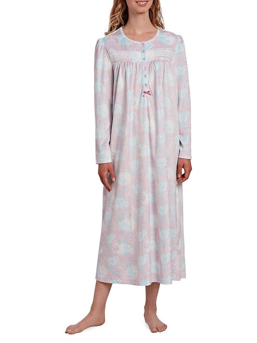 Jasmine Rose Long Night Sleeping Gown Lavender Floral Size L NWT