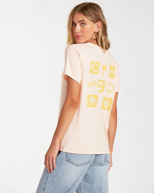 Billabong Women's Short Sleeve Shine On T-Shirt Peach Pink Size L