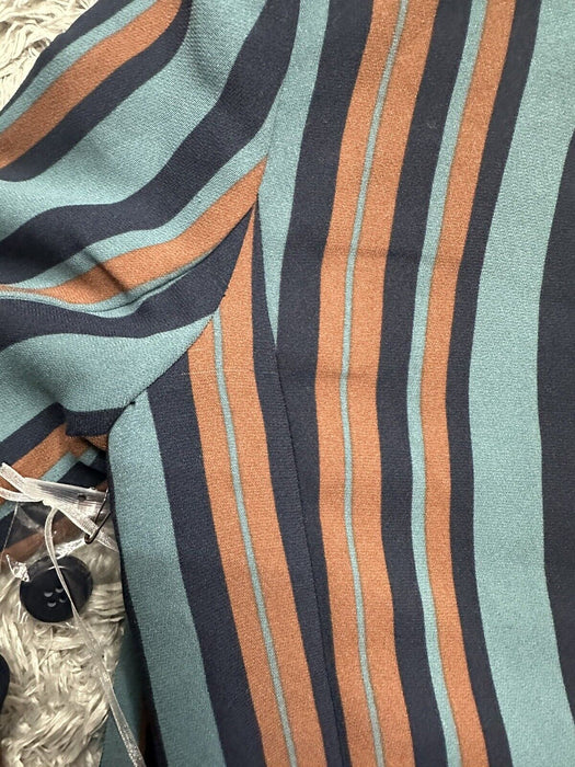 $399 Chelsea28 Women's Blue Brown Stripe Button Double Breasted Blazer Size XXS