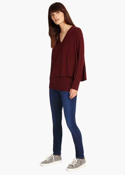 Phase Eight Dee Double Layer Long Sleeve Top In Brick Red Size 12 US 16 UK $90