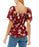 Derek Heart Peasant Top, Women's Size Small, Burgundy Floral Off Shoulder