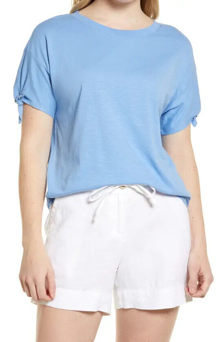 Caslon Tie Short Sleeve T-Shirt In Blue Cornflower Size XL