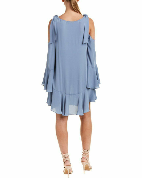 BCBGMAXAZRIA Ellyson Cold Shoulder A-Line Dress In Chambrey Blue Size XS $257