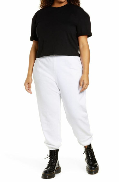 BP. Jogger Sweatpants Organic Cotton Elastic Waist Pockets Plus Size 3X in white