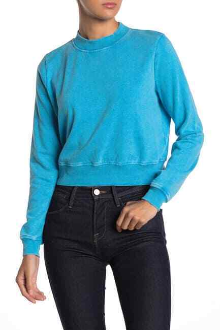 Love, Fire Washed Crew Neck Sweatshirt Hawaiian Surf Blue Size XS