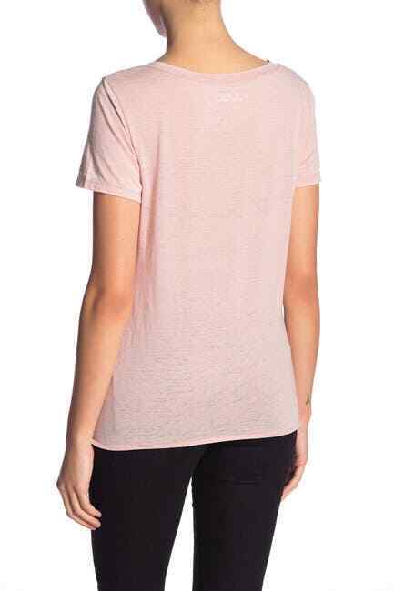Susina Burnout Tie Hem T-Shirt In Pink Adobe Size Petite  S (SP) see through