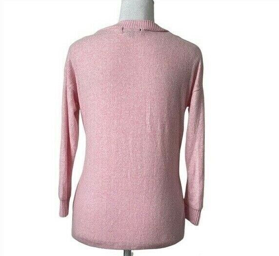 Poof NY women's Pastel Pink V-neck Twist Front  3/4 Sleeve Sweater size M $44