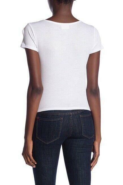 PST By Project Social T Women's Short Sleeve Surplice Top In White Size L