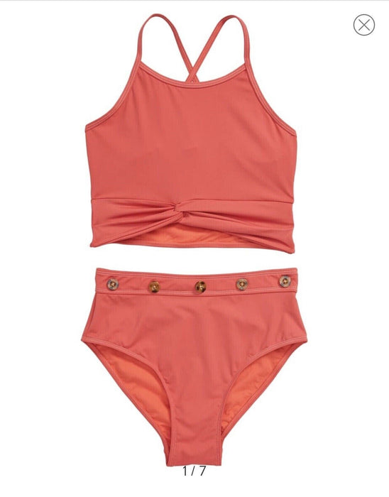 Habitual Girl Youth Tankini Two Piece Swimsuit Dark Pink Size 16 UPF 50+ $54