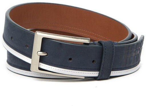 Boconi Men's Sneaker Belt Leather 35mm Navy/White Size 34/85 $119