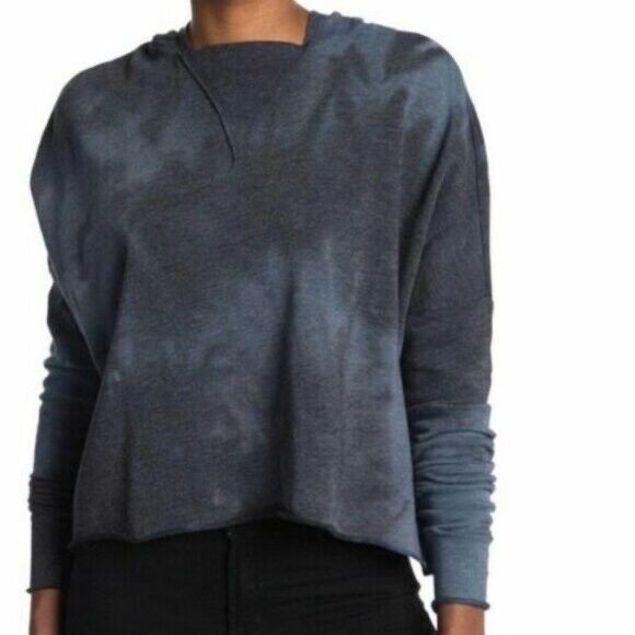 Abound Women's Hi-Low Lightweight Long Sleeve Hoodie in black grey tie dye M