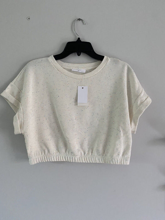 Elodie Confetti Crop Knit Sweater Ecru Size L