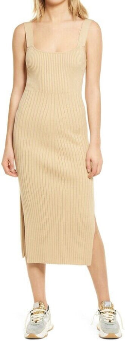 WAYF Gillian Ribbed Tank Dress In Khaki Plus Size 2X