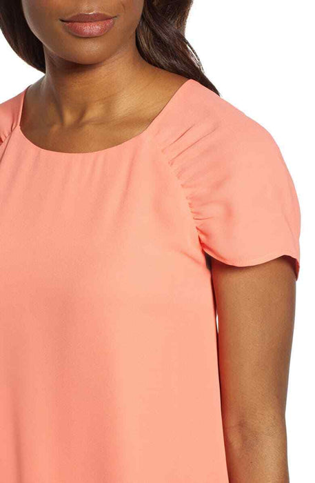 Gibson Nordstrom Ruched Sleeve Blouse In Orange Size XS