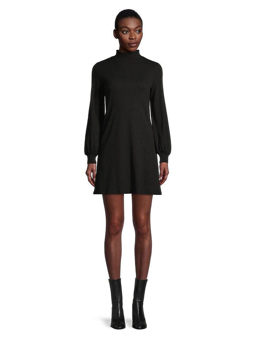 Design Lab Mockneck Blouson Sleeve Cotton Dress In Black Size S fits smaller NWT