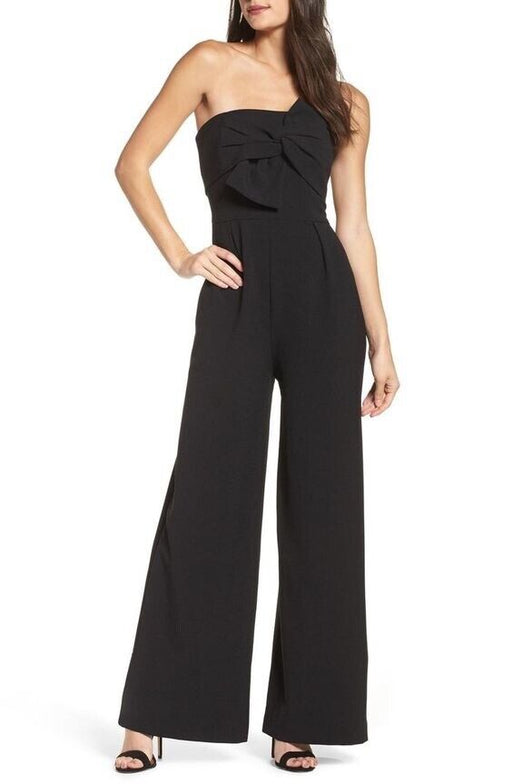 Chelsea 28 Women' Jumpsuit Strapless Wide Leg Twist Front Black Size M $149