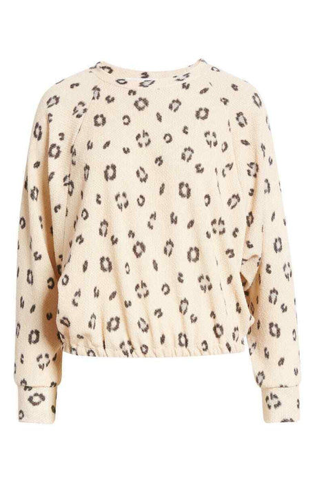 ALL IN FAVOR Animal Print Raglan Sleeve Top In Cream Animal Size S Made In USA
