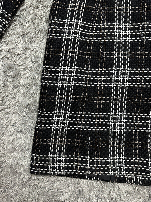 Donna Karan Women's Black Plaid Tweed Three Button Topper Jacket coat Size 14