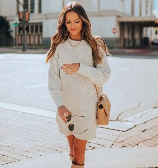 NWT Topshop Size US 0-2 Oversize Long Sleeve Mini Sweater Dress Grey MSRP $75