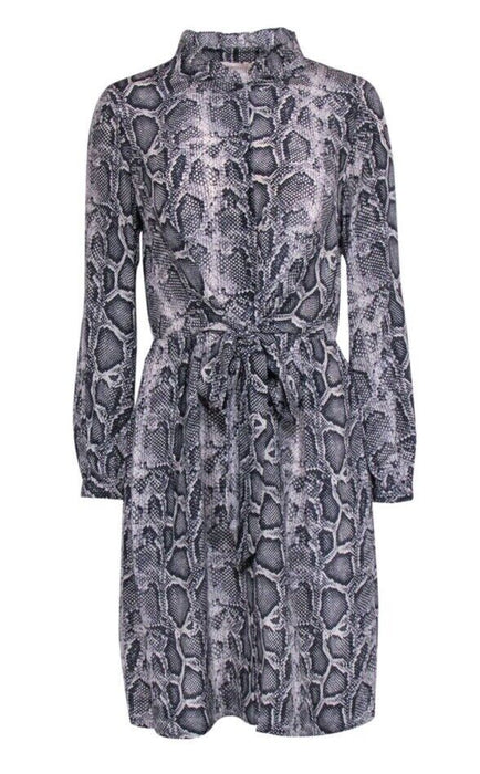 Rebecca Taylor Women's Snake Print Silk Dress, Washed Black, Size 8 (NWT $450)