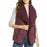 Caslon Women's  Reversible Faux Shearling Vest Front Pocket Burgundy