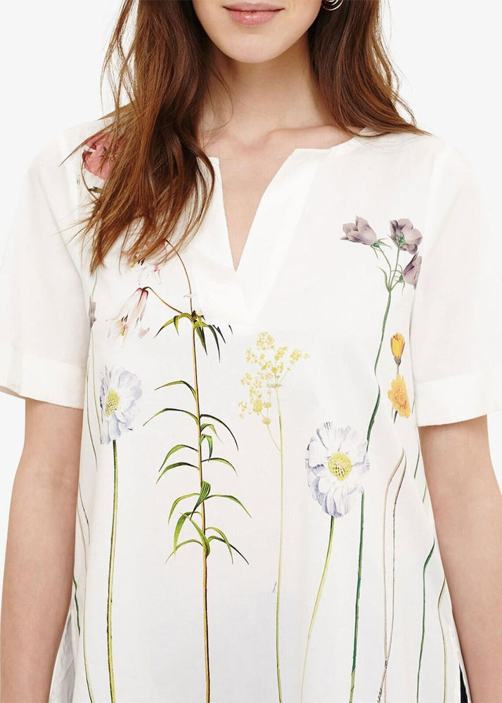 Phase Eight Erinn Short Sleeve Blouse In White Floral Print Size 14 US (18 UK)