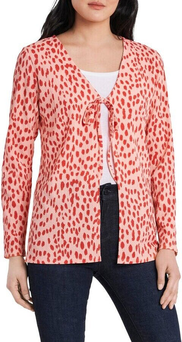 Vince Camuto Textured Knit Tie Front Cardigan In Soft Peony Print Size S $79
