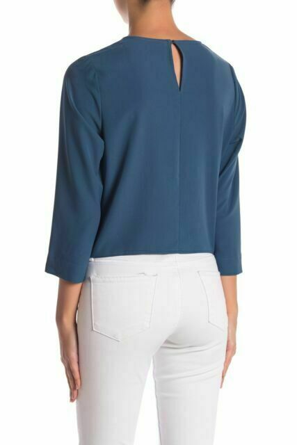 Code X Mode Drape 2/3 Sleeve Blouse In Teal Size L NWT