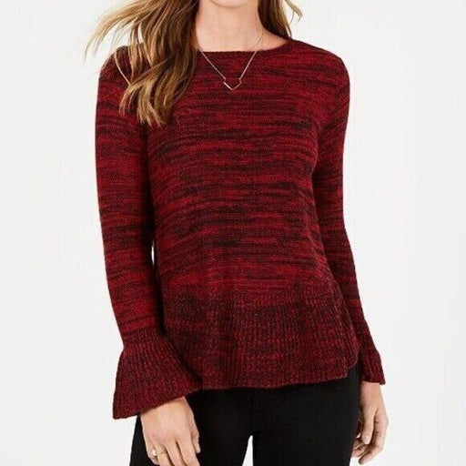 Style & Co Sweater Marl Ruffle sleeve Pullover Red size XXL