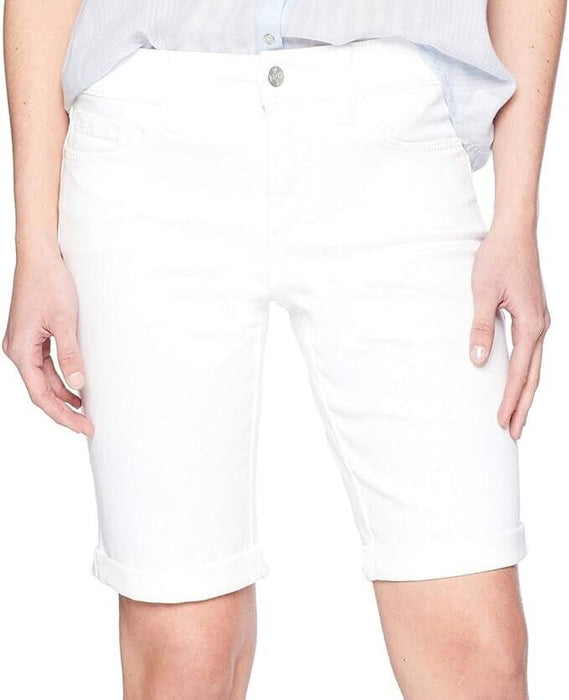 NYDJ Plus Size Briella Denim Shorts With Roll Cuff 18W in optic white