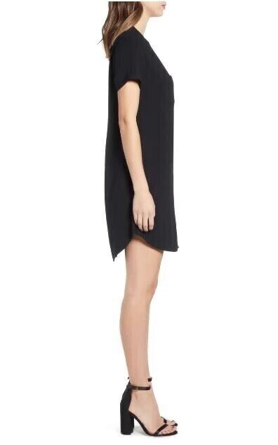 All In Favor Hailey Black Crepe Shift Mini Dress Business Casual Size XS NEW