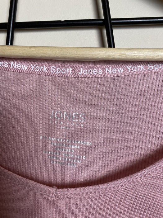 Jones New York Sport Rib T Shirt Short Sleeve Activewear Top Women’s in Rose S