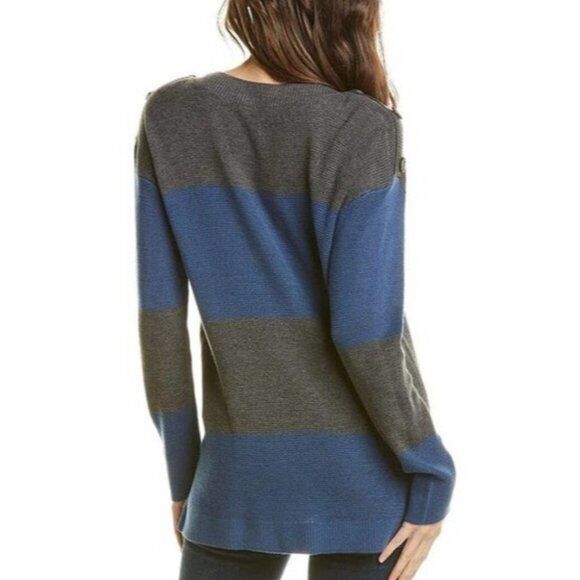 Vince Camuto Colorblock Tunic Sweater Blue/Grey Plus Size 2X