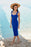 Dress The Population Nicole Sleeveless Bodycon Stretch Midi Sheath Dress Blue L