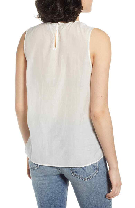 Hinge Women's Sleeveless Lace Inserts Top In Ivory Size XXS