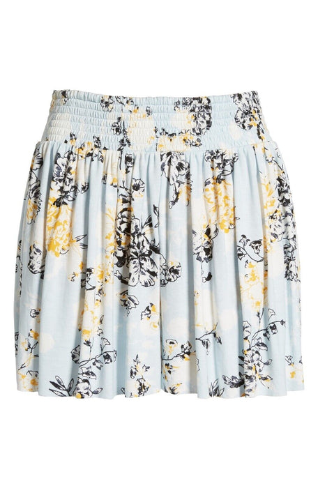 BP Nordstrom Smocked Waist Print Shorts In Light Blue Floral Plus Size 1X